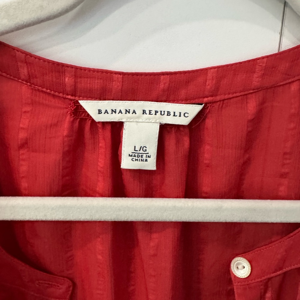Red Button-Up Blouse - Picture 2 of 3